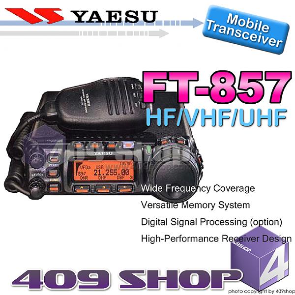 Yaesu FT-857D is the worlds's smallest HF/VHF/UHF multimode 